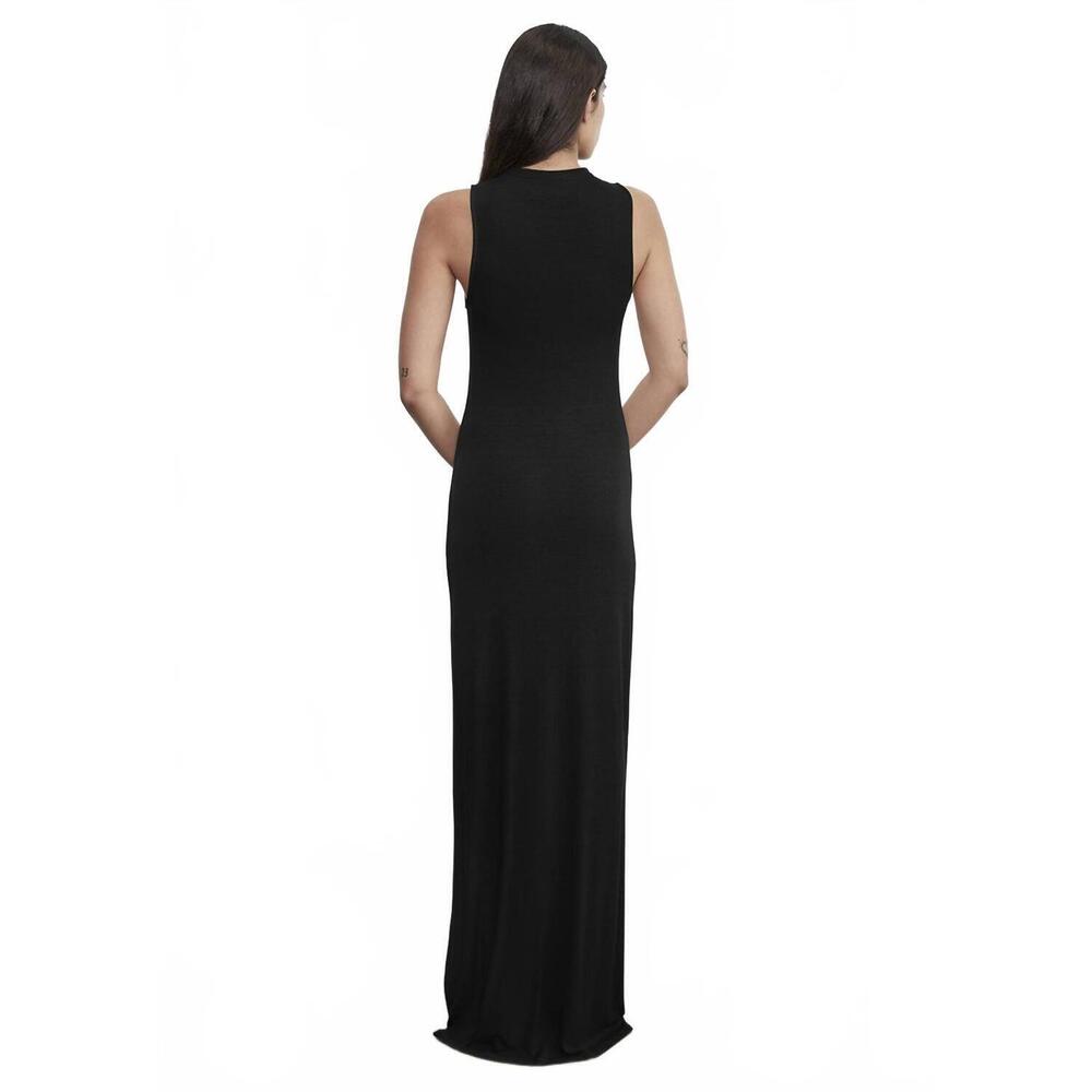 NEW ENZA COSTA silk rib sleeveless mockneck fluid dress in black - Picture 3 of 3